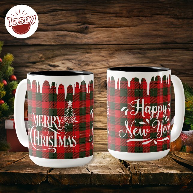 Taza Bicolor Feliz Navidad Feliz Año Nuevo Flannel (Subido por el creador)