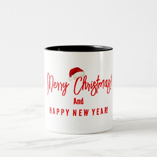 Taza Bicolor Feliz Navidad Feliz Año Nuevo Mug (Centro)