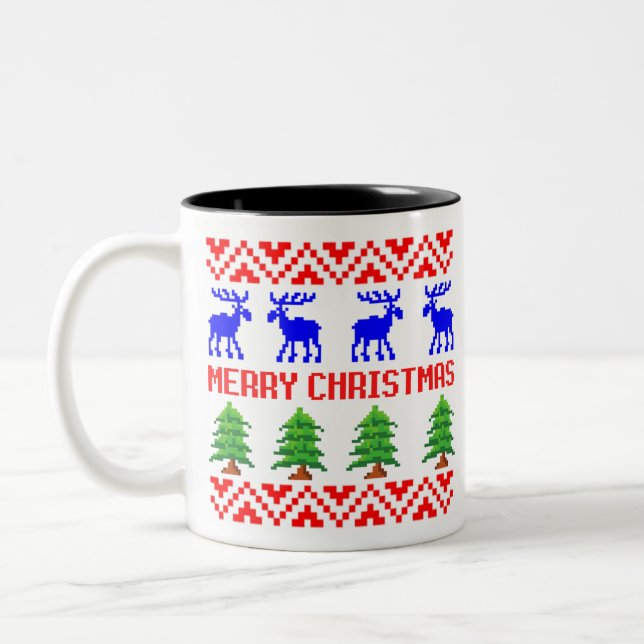 Taza Bicolor Feliz Navidad Feo Sweater (Izquierda)