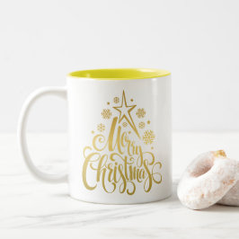 Taza Bicolor Feliz Navidad Gold Moderno