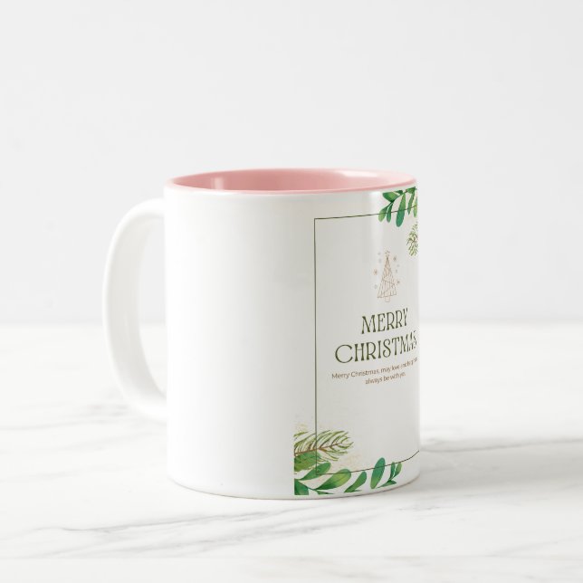 Taza Bicolor Feliz Navidad Green Leaf Mug (Anverso izquierdo)