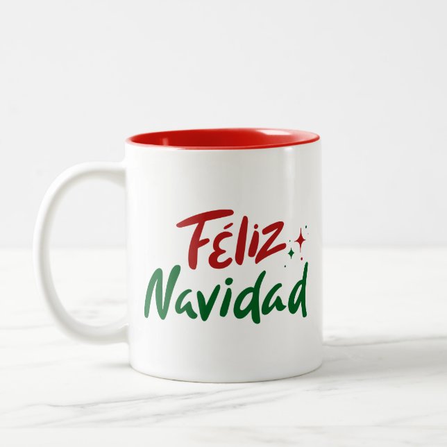 Taza Bicolor Feliz Navidad Hand Lettered  (Izquierda)