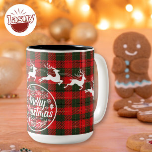 Taza Bicolor Feliz navidad, hincha de renos de Santa Claus