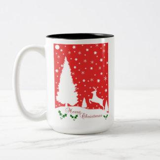Taza Bicolor Feliz Navidad Invierno Snowflakes