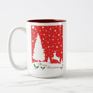 Taza Bicolor Feliz Navidad Invierno Snowflakes