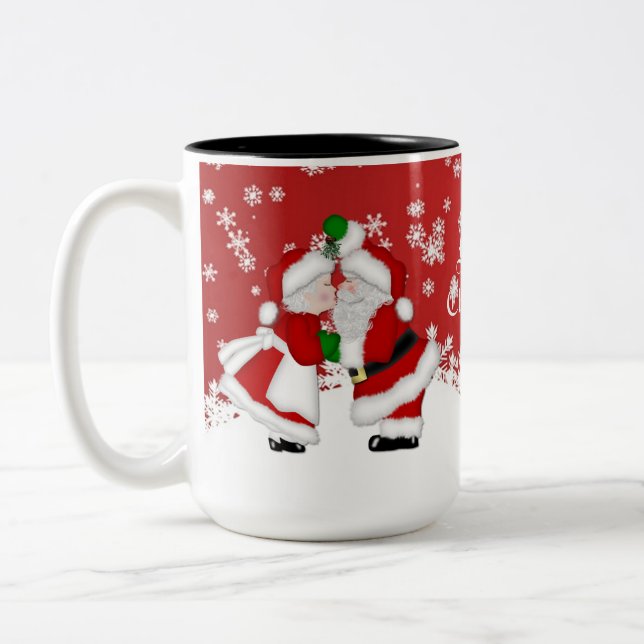 Taza Bicolor Feliz Navidad Mistletoe Santa Mug (Izquierda)