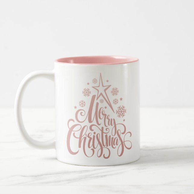 Taza Bicolor Feliz Navidad moderna (Izquierda)