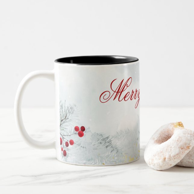 Taza Bicolor Feliz Navidad Mug (Con donut)