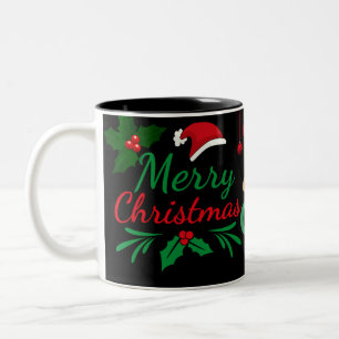 Taza Bicolor Feliz Navidad Mug con pan de jengibre, cacao calie