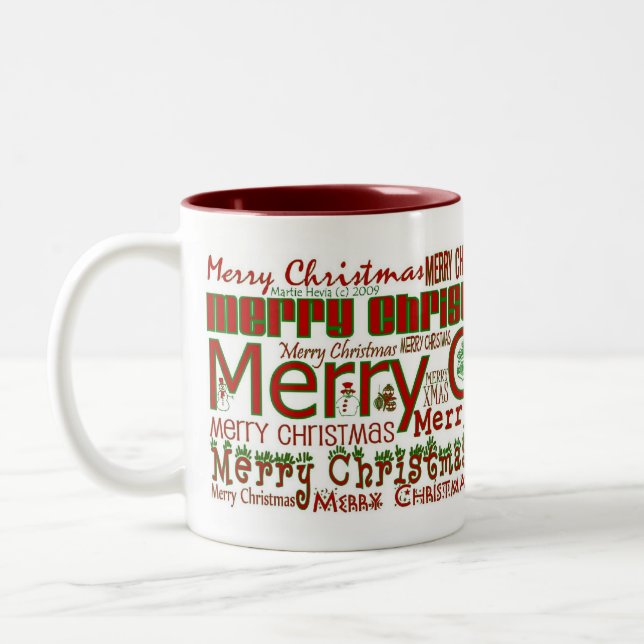 Taza Bicolor Feliz Navidad Mug - Interior Rojo (Izquierda)