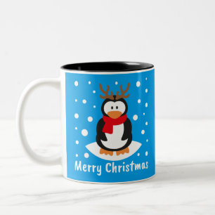 Taza Bicolor Feliz Navidad Pingüino