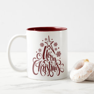 Taza Bicolor Feliz Navidad Rojo Moderno