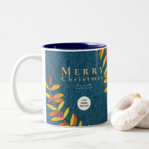 Taza Bicolor Feliz Navidad Royal Blue Business Mug