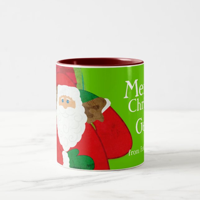 Taza Bicolor Feliz Navidad Santa rojo/verde divertido barro (Centro)