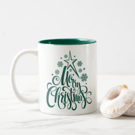 Taza Bicolor Feliz Navidad Verde Moderno
