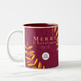 Taza Bicolor Feliz Navidad Wine Red Business Mug