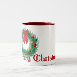 Taza Bicolor Feliz Navidad Wreath Mug