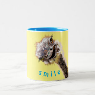 Taza Bicolor Feliz Ostrich - Sonríe - Agrega tu texto / colore
