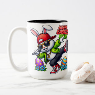 Taza Bicolor Feliz Pascua Hermano Gafas de sol Cool Bunny Ropa 