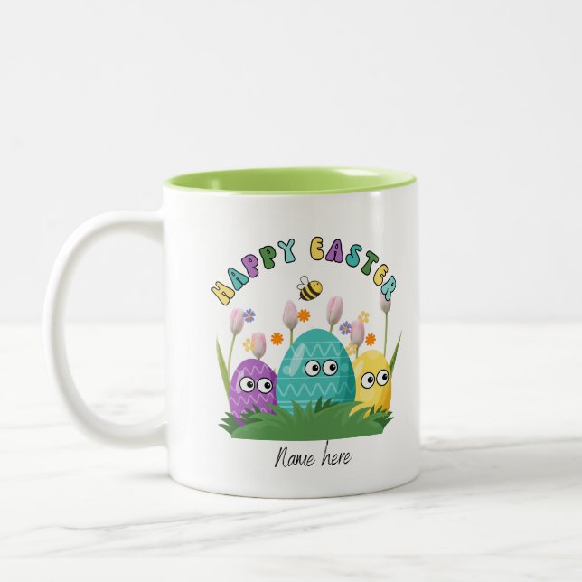 Taza Bicolor Feliz Pascua Personalizada (Izquierda)