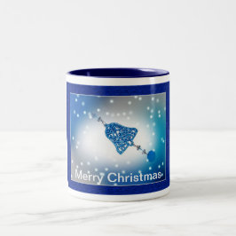 Taza Bicolor Feliz Personalizable de Ornamento de Navidad