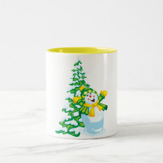 Taza Bicolor Feliz Personalizado de Snowman