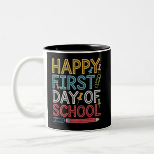 Taza Bicolor Feliz Primer Día De Escuela De Regreso A La Escuel