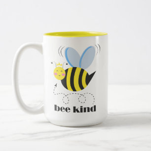 Taza Bicolor Feliz princesa de abejas con corona y lema Bee Kin