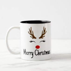Taza Bicolor Feliz reno navideño