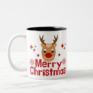 Taza Bicolor Feliz reno navideño