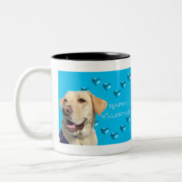 Taza Bicolor Feliz San Valentín lindo labrador de café de dos t
