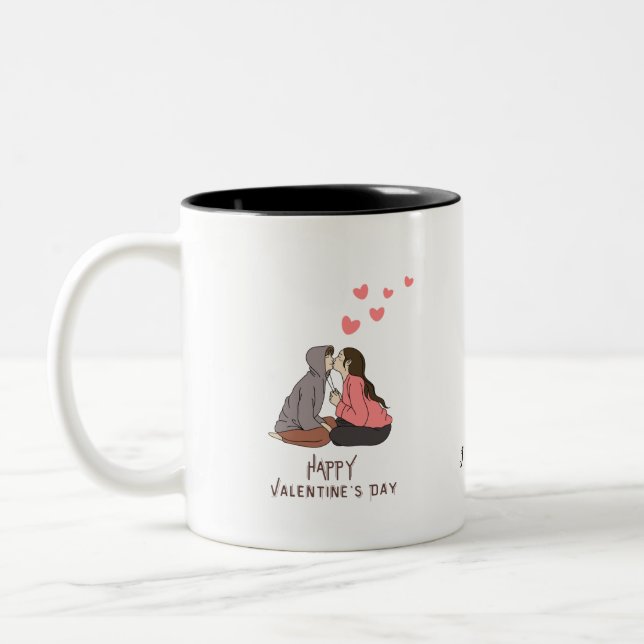 Taza Bicolor Feliz tarjeta de festividad de San Valentín (Izquierda)
