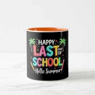 Taza Bicolor Feliz Último Día Del Colegio Hola Summer