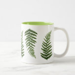 Taza Bicolor Ferns<br><div class="desc">helechos verdes de leafy en diseño botánico.</div>