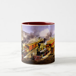Taza Bicolor Ferrocarril Lightning Express American