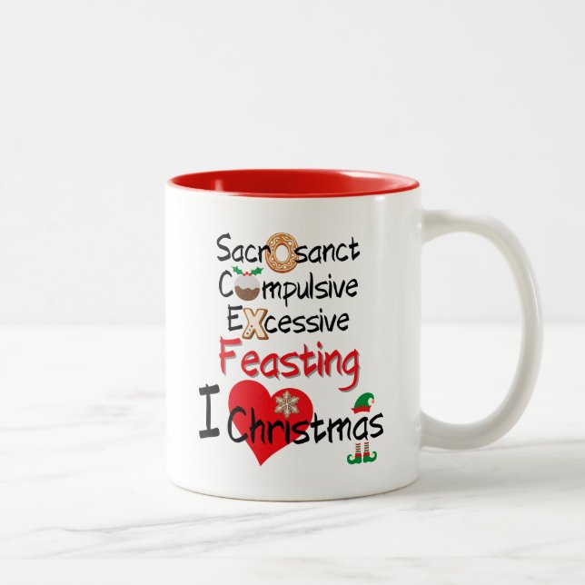 Taza Bicolor Festín festivo - Amo a los Navidades (Derecha)
