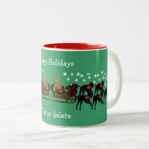 Taza Bicolor Festividad de Navidades de Greyhound personalizada