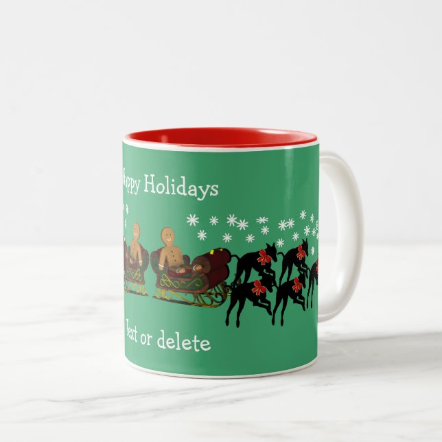 Taza Bicolor Festividad de Navidades de Greyhound personalizada (Anverso derecho)