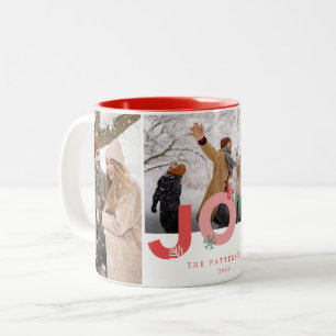 Taza Bicolor Festividad minimalista negrita guión de alegría 3 