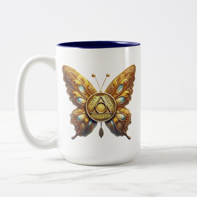 Taza Bicolor Fiebre de la moneda de la mariposa (Izquierda)