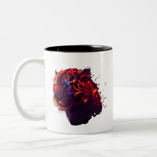 Taza Bicolor Fiery Lion Head