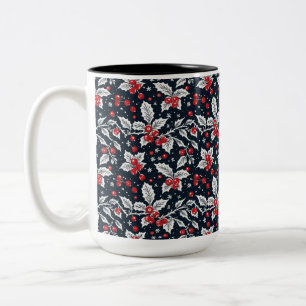 Taza Bicolor Fiesta de Bayas Rojas Negras y Blancas
