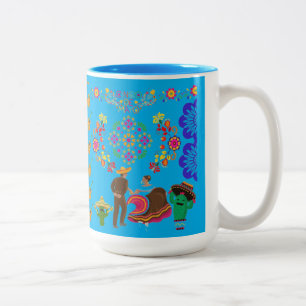 Taza Bicolor Fiesta de Colores azul
