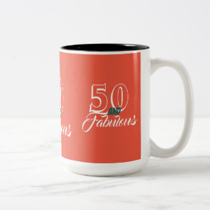 Taza Bicolor Fiesta de cumpleaños 50 y fabuloso Living Coral