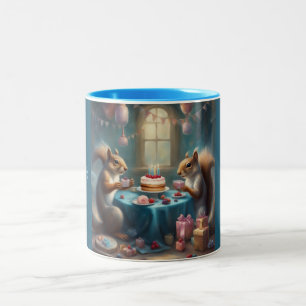 Taza Bicolor Fiesta de cumpleaños de ardillas caprichosas 