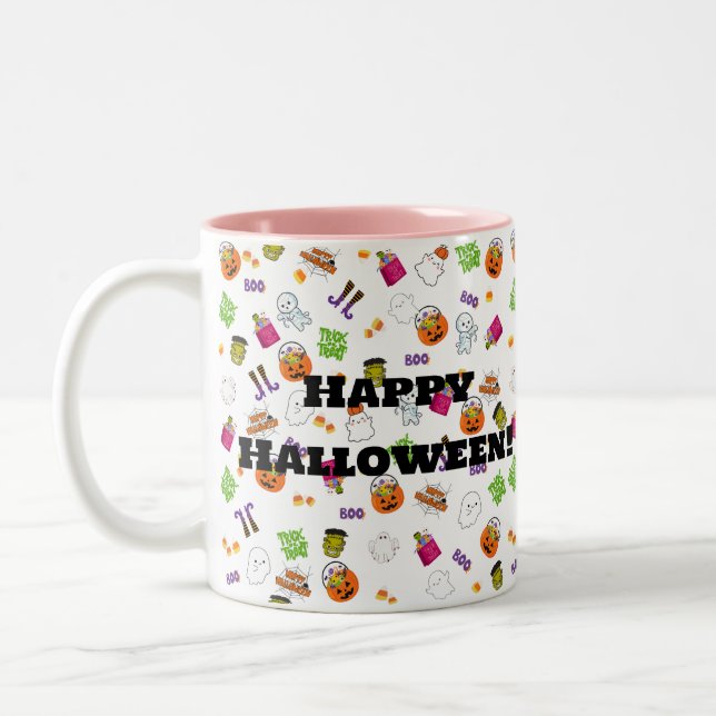 Taza Bicolor Fiesta de danza de Halloween tazón de café de dos  (Izquierda)