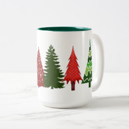 Taza Bicolor Fiesta de fila de árboles de navidad infantil Mug