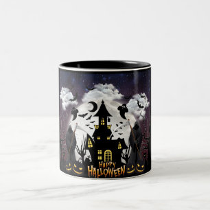 Taza Bicolor Fiesta de Halloween atemorizante, casa embrujada