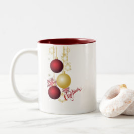 Taza Bicolor Fiesta de Navidades blancos, dorados y rojos