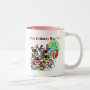 Taza Bicolor Fiesta de Oso de Teddy 4er cumpleaños camisetas y 